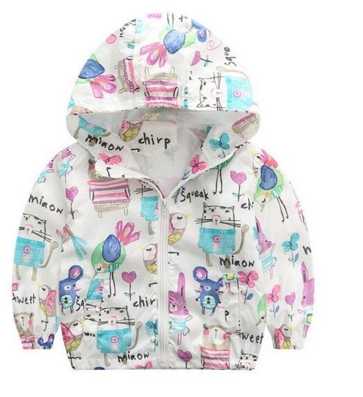 Children'S Jacket Girls Long-Sleeved Jacket Korean Children'S Hooded Windbreaker
