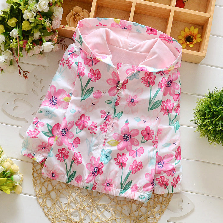 Children'S Jacket Girls Long-Sleeved Jacket Korean Children'S Hooded Windbreaker