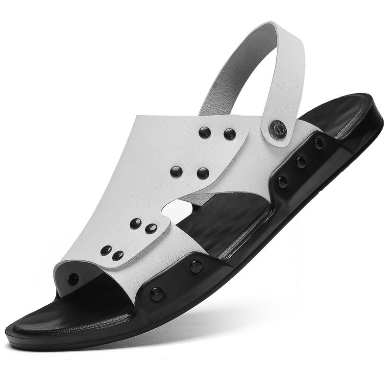 Men's Spring And Autumn Slippers Cowhide Large Size Beach Shoes Sandals